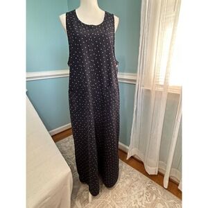 Directives Womens Blue Cross Print Sleeveless Maxi Jumper Dress Large Pockets